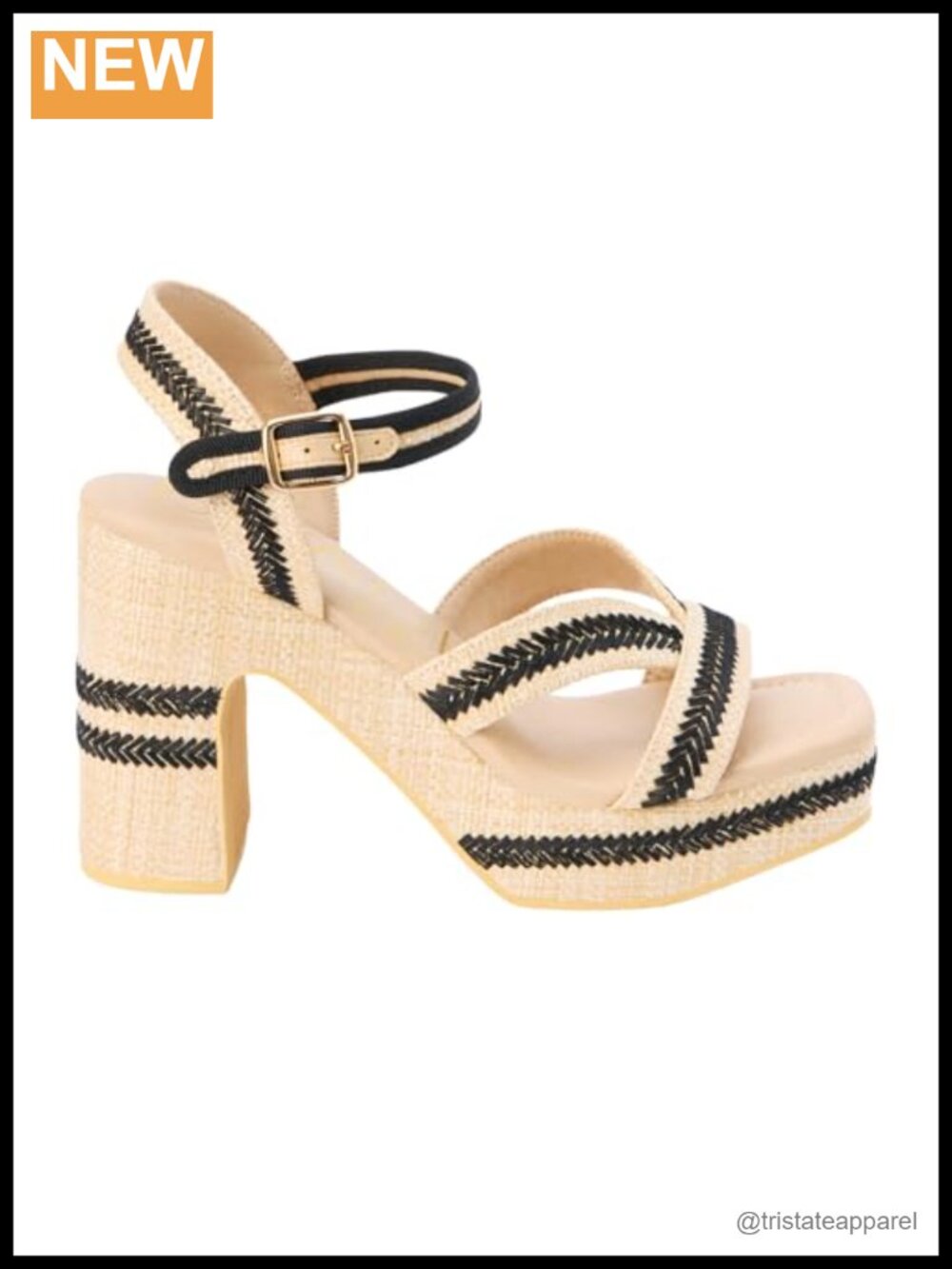 Raffia Platform Ankle Strap Block Heel Sandals Square Toe Casual